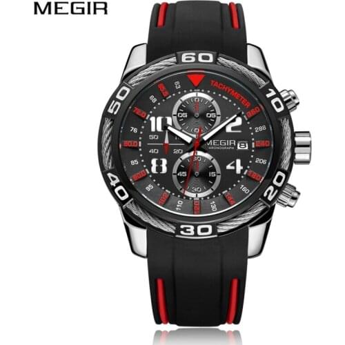 MEGIR Casual Sport Watches for Men Top Brand Luxury Military Leather Mens Watch Men Clock Fashion Chronograph Wristwatch