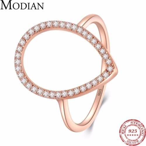 Modian Real Solid 925 Sterling Silver Ring Pear Water Drop Clear CZ Sparkling Rings Fashion Engagement Jewelry For Women Gift
