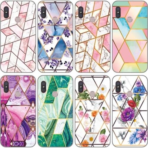 Soft Phone Case for Xiaomi Mi A2 Lite/ Redmi 6 Pro 5.84incn Funda Glossy Colorful Silicone Phone Back Cover Geometric Marble