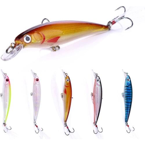 11cm 14g Hard Plastic Minnow Lure with Feather Artificial Fishing Lures 3D Fish Eye Fake Swimbait Simulation Crankbait MI090