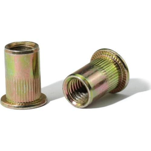 Knurled Nuts M6 M8 M10 M12 Galvanized Carbon Steel Knurled Nuts. Flat Head Threaded Rivets. Insert The Nut. Nut Riveting Nut