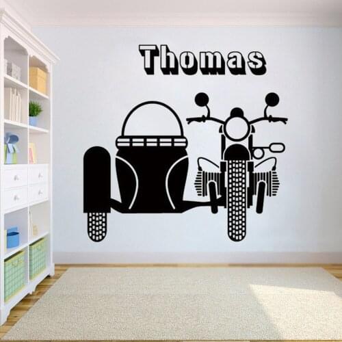 Motorcycle Name Decals Motor Custom Name Sticker Personalized Race Car Decal for Boy Room Motorcycle Boy Vinyl Sticker HY880