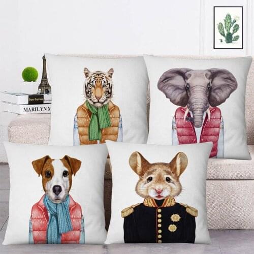Dog Elephant Tiger Cosplay Cushion Cover Animal Favor Pillowcase Decor 45X45cm Sofa Chair Decoration