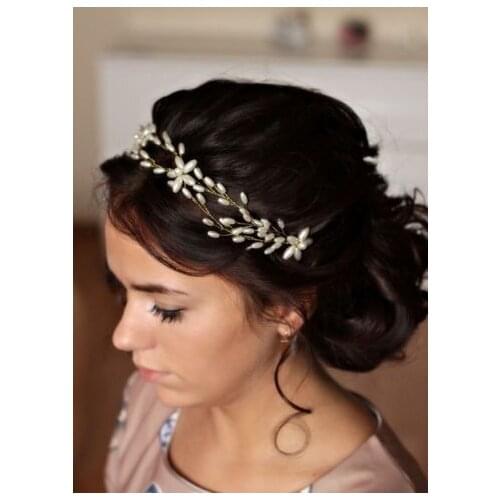 New Fashion Gold Tiaras Headbands Luxury Pearl Crystal Hair Bands For Wedding Women Bridal Crowns Hair Accessories Party