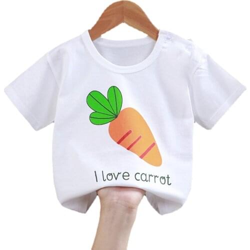 Cartoon Solid Children T-shirt for Boys Girls Cotton Summer Kids Tops Tees Baby Kids Tshirts Blouse Clothes 12M 24M 3 4 5Years