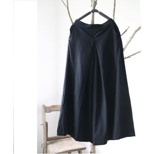 Original Spring and Autumn All-Match Literary Cotton Linen Wide Leg Pant Linen Pants For Women Trousers Culottes