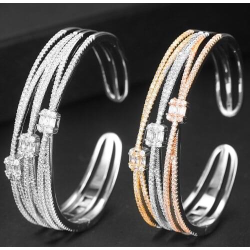 KellyBola Original design Stackable Trend Bangle For Women Bridal Wedding Cubic Zircon Luxury Bracelet Party Jewelry HOT