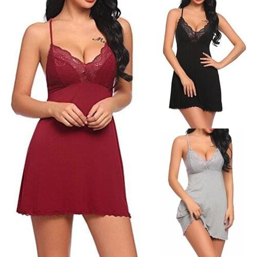 Hirigin Sexy Women Dress V Neck Robe Nighty Gown Night Dresses Female Lace Sleepwear Nightwear Sex Lingerie Exotic Costumes
