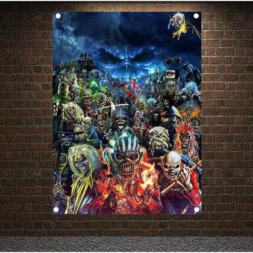 Rock Music Posters, Tapestry HD Wallpapers Home Decor Skull Tattoo Art Banners Flag Wall Hanging Ornaments Mural Canvas Painting