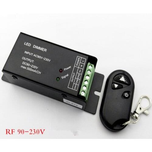 RF 90-230V wireless led dimmer with remote control,adjustable brightness dimmer controller input AC90-230v output dc 90-230v