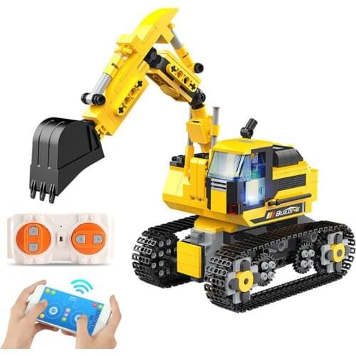 RC Excavating Machinery Toys Programmable Assembled remote control Building Blocks Truck Engineering Vehicle Car Kids Gift