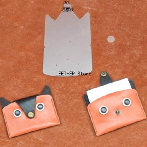 Manual leather DIY animal owl zero PVC wallet card bag template drawing version bus work card set