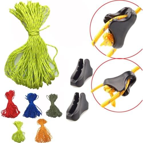 Reflective Paracord Tent Cord Rope Camping Awning Rope Runner Guy Line Tent Fastener Wind Rope Buckle Triangle Fastener Stopper