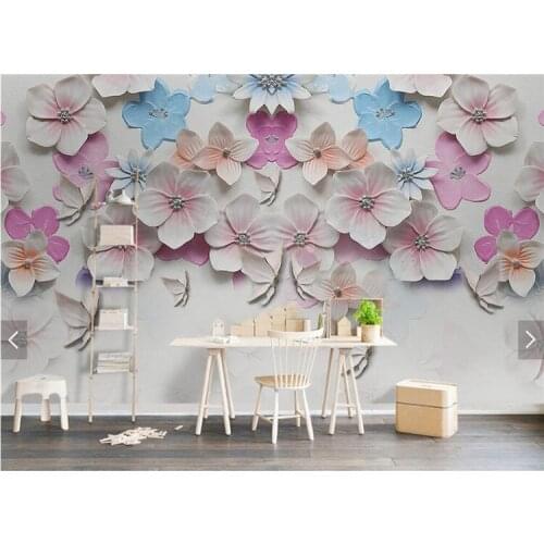 Embossed Peach Blossom Flower Murals Photo Wall Mural Wallpaper Home Decor papier peint 3d Wall Papers Living Room Custom Size