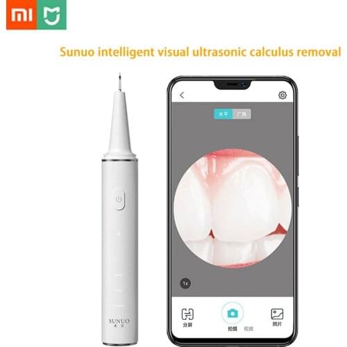 SUNUO T11 Pro Smart Electric Ultrasonic Dental Whitener Scaler Teeth Tartar Remover Smart App 500W HD Endoscope Cleaner Tooth