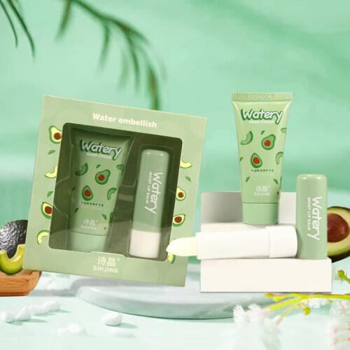 15g+3.2g Avocado Strawberry Peach Hand Cream Lip Balm Combo Set Moisturizing and Moisturizing Student Cute