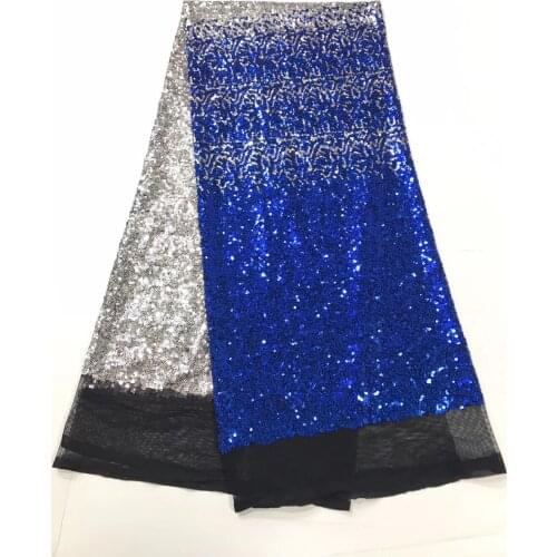 High quality blue African lace fabric sequins french tulle lace fabric 2020 latest arrival hot sale 5 yards for dress J1772