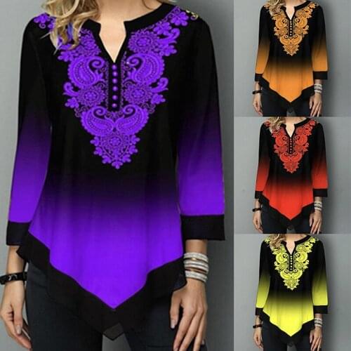 Shirt Women Spring Summer Blouse 3/4 Sleeve Casual Printing Female Fashion Shirt Tees Tops Plus Size 2XL StreetShirt