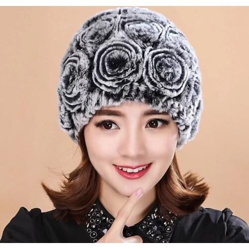 Fashion girl fur cap lady winter natural real rex rabbit fur hat scarf Suite high quality women 100% genuine fur free shipping