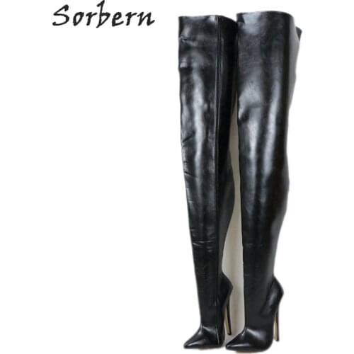 Sorbern Custom Shaft Length Women Boots 18Cm High Heels Crotch Thigh High Unisex Boots For Guys Crossdresser Transgender Boots