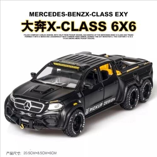 1: 28 simulation x-class 6x6 off-road alloy car pickup model childrens toys birthday new year Christmas gift black car