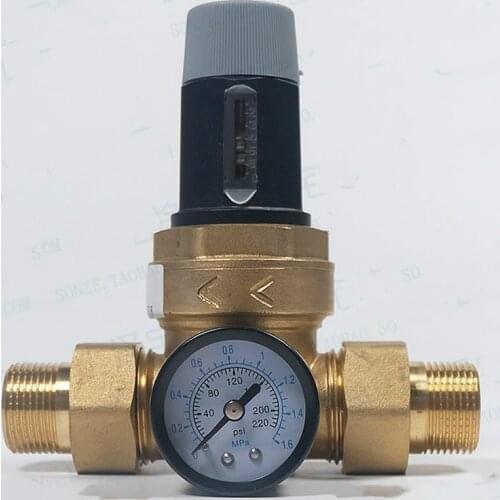 One pcs Brass Water Pressure Regulator Reducer DN25 Adjustable With Gauge Meter 0.1-1.6Mpa pressure reducing valve
