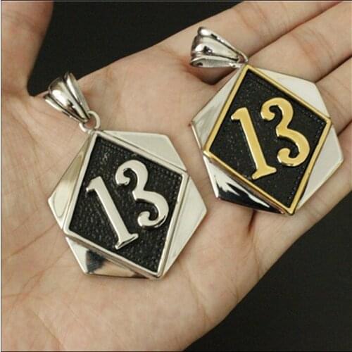 1pc Newest Biker Number 13 Pendant 316L Stainless Steel Polishing Cool Men Lucky 13 Pendant