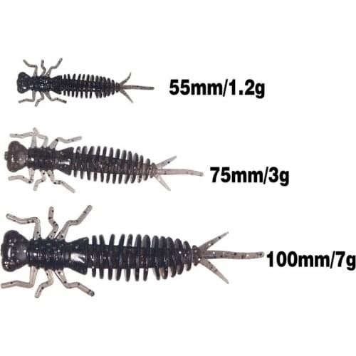 10pcs/lot Larva Soft Lures 55mm 75mm Artificial Lures Fishing Worm Silicone Bass Pike Minnow Swimbait Jigging Plastic Baits