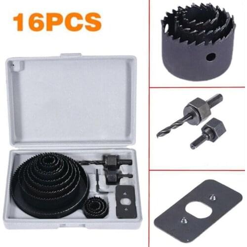 16pc/Set 3/4/5'' Hole Drilling Hole Saw Cutting Kit Opener Drill Bit Cutter Holesaw for Plastic Wood Durable Cutter Core Shaft