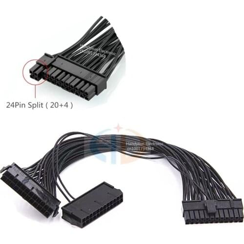 18AWG ATX 24(20+4)Pin Male Motherboard PSU Power Supply to Male 2x24Pin PSU Extension Female Cable Mainboard Adaptor 20CM/30CM