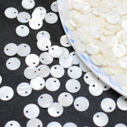 200Pcs Mother Of Pearl White Sea Shell Disc Seashell 10mm Charms Pendants Beads