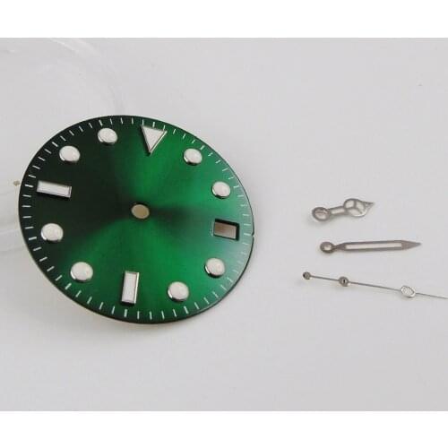28.5MM Nologo fit NH35A Sterile Sunburst Watch Dial Date Window Watch Needles fit SUB Case