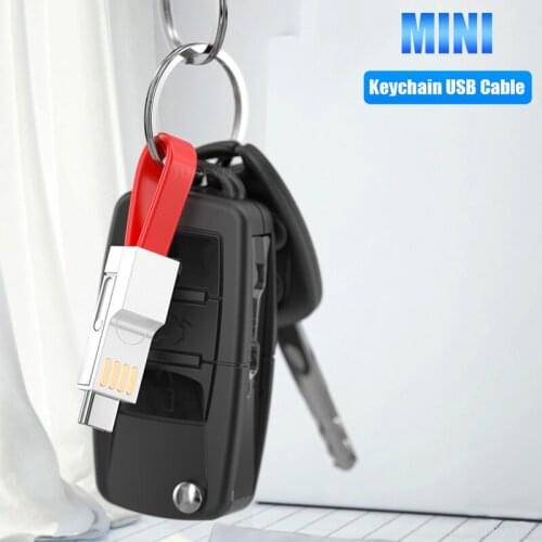 3 in 1 USB Type C Cable Keychain Mini Portable Data Cord Smart Phone Fast Charging Line For iPhone 12 Xiaomi 11 Huawei P40 P30