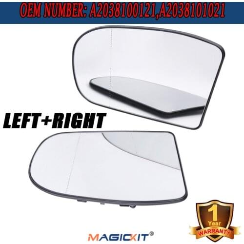 MagicKit Pair Car Side Rear View Mirror Anti Glare Heated Rearview Mirror Glass For Benz E/C Class W211 W203 01-07 2038100121