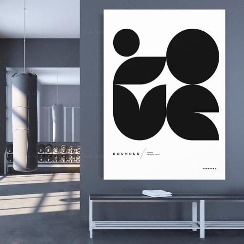Bauhaus Love Art Exhibition Poster print modernism modern abstract Fun quote funny cool home office decor graphic design paul r