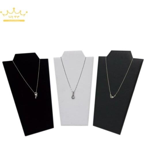 Free Shipping 3pcs/Lot Neck Easel White Black Leather Necklace Pendant Holder Jewelry Display Stand High Quality Best Selling