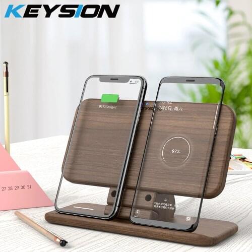 KEYSION 5 Coils Dual Wireless Charger Stand/Pad convertible Qi Fast Charging for iPhone 11 XS Max XR Samsung AirPods Xiaomi Mi9