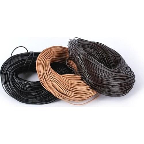 2m/lot brown black Genuine Cow Leather Bracelet 1/1.5/2/2.5/3/4/5mm Round Cord DIY Bracelet Rope String For Jewelry Making