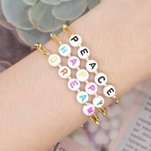 Bohemia Letter Beads Bracelets Stainless Steel Chain Bracelets Women Summer Jewelry Accessories