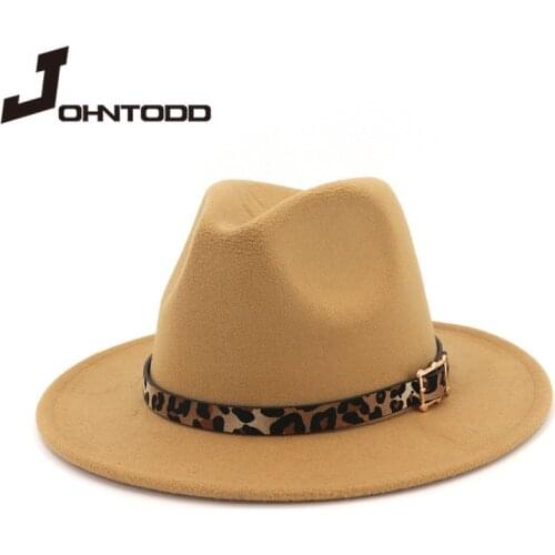 Black/white wide brim simple church derby top hat Panama solid felt fedora hat for men and women faux wool blend jazz hat