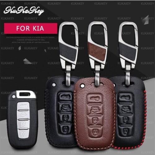KUKAKEY Remote Smart Car Key Case For KIA K5 Sportage R Sorento Leather Car Keychain Key Holder Cover Bag Shell Accessories