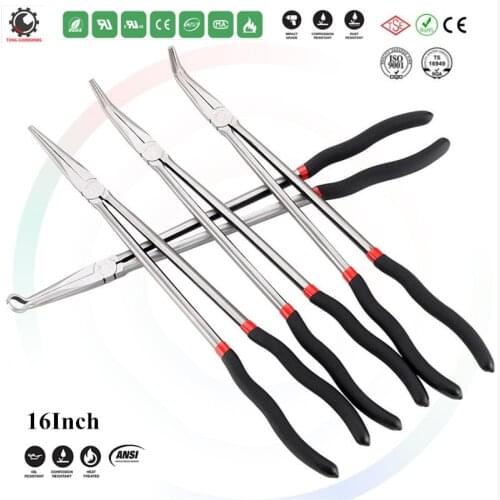 16"Long Pliers Straight 25 45 90 Degree O-Shape Bend Needle Nose Pliers Plug Puller Multi-functional Mechanics Home Hand Tool