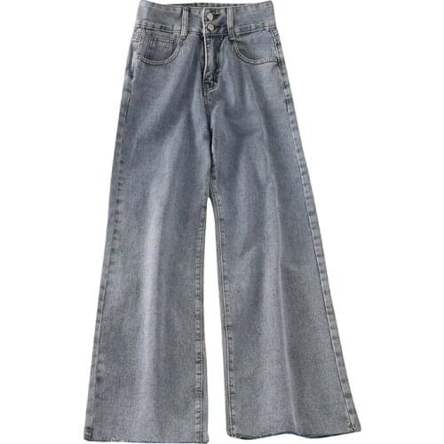 ZG1607 2021 spring summer new women show thin loose fashion trend High waist wide leg Nine points jeans cheap wholesale