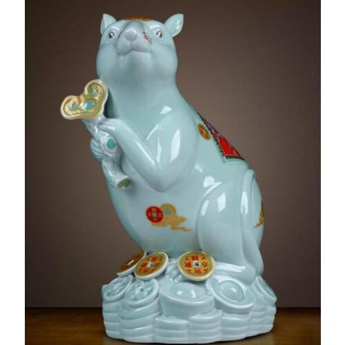 Porcelain Rat Wish Year Mascot New Year Gift Living Room Study Decoration