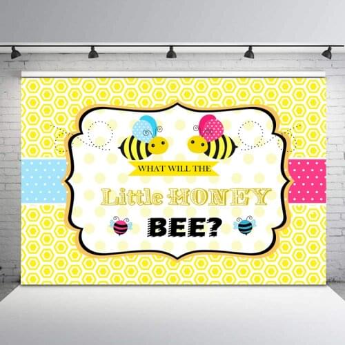 Gender Reveal Backdrop Little Honey Bee Baby Shower Photography Background Pink or Blue Boy or Girl Gender Surprise Backdrops