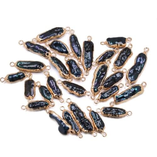 Natural Freshwater Pearl Pendant irregular Double hole connector Pendants for Jewelry Making DIY Necklaces Accessories 7x30mm