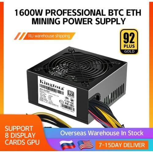 Kingtora High Efficiency ATX 1600W Mining Power Supply For Ethereum Professional Rig GPU
