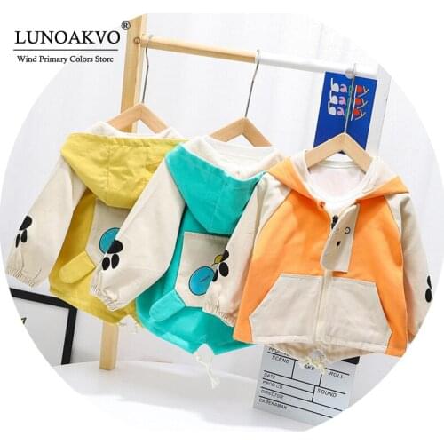 Lunoakvo Hooded Jackets for Girls New Fashion Baby Kids Cartoon Coat Korean Style Zipper Jackets for Boys Childrens Clothes