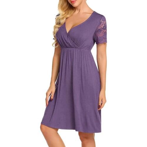 Summer Maternity Clothes Womens Nursing Nightgown Pregnancy Dress Lace Splice Maternity Dress Pajamas classic Nursing dress