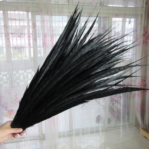 Product Hot Sale 50pcs/lot Black Pheasant Feathers 65-75CM 26-30inch Wedding Decoration Stage Performance Feathers For Crafts
